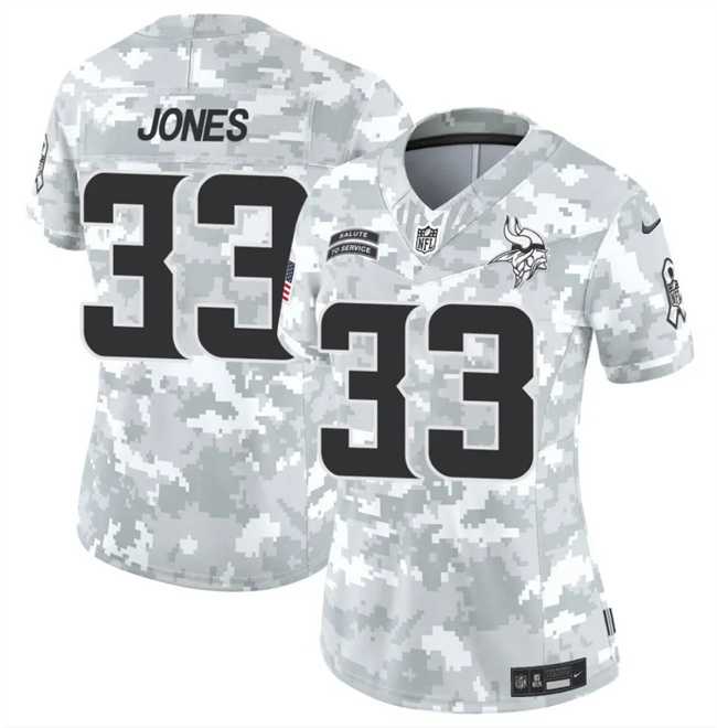 Women%27s Minnesota Vikings #33 Aaron Jones 2024 F.U.S.E Arctic Camo Salute To Service Limited Stitched Jersey Dzhi